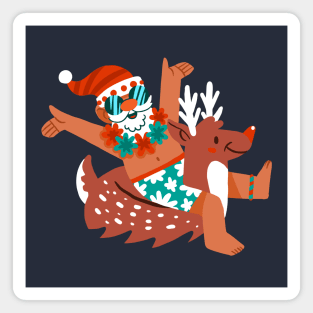 Santa Claus Deer Float Magnet